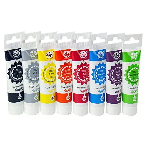 AOS Set | Rainbow Dust Lebensmittelfarbe Pro-Gel 8er Set | 8 intensive Farben a 25g | hochkonzentrierte Gel-Farbe | Tortendeko Backzubehör