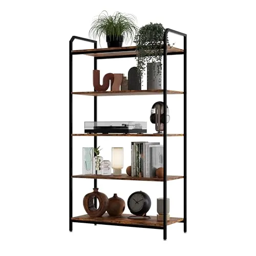 Lenmar BS 5 Bücherregal - Industriedesign Bücherregal mit 5 Ebenen, ideal für Wohnzimmer, Büro oder Flur. Robuster Stahlrahmen sorgt für Stabilität und Langlebigkeit.