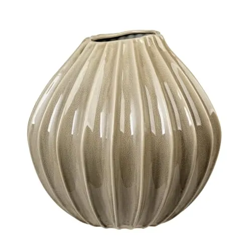 Broste Copenhagen Wide Vase XL Rainy Day Grey in beige von Broste Copenhagen