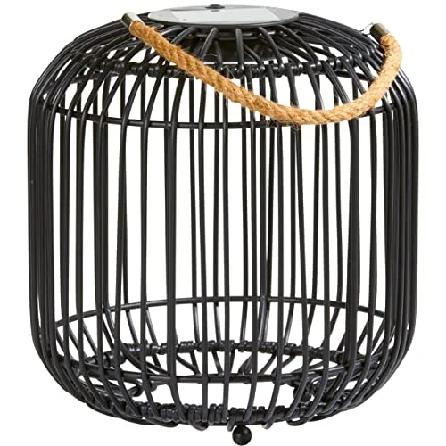 Northpoint LED Solar Geflecht Laterne für Innen und Außen bis zu 6 Stunden Leuchtdauer Klein Schwarz