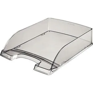 Leitz Briefablage 5226-00-92, Plus, A4, grau transparent, stapelbar, Kunststoff