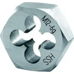 Schneideisen Sechskant HSS DIN 382 M16 - Zubehör für Elektrowerkzeug, ideal zum präzisen Schneiden von metrischen Regelgewinden und für unzugängliche Stellen, gefertigt aus hochwertigem HSS für hohe Stabilität und Langlebigkeit.