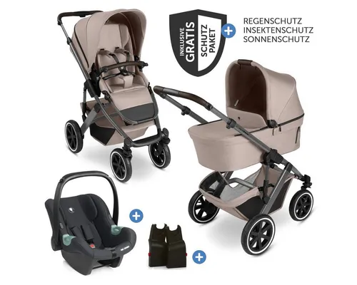 ABC Design Kombi-Kinderwagen Salsa 5 Air Set - Camel, 3in1 Kinderwagen mit Babywanne & Babyschale - Der vielseitige Kombi-Kinderwagen Salsa 5 Air bietet mit Babywanne und Sportsitz höchsten Komfort. Ideal für alle Untergründe, dank Lufträdern und Federung. Inklusive praktisches Zubehörset für jede Wetterlage.