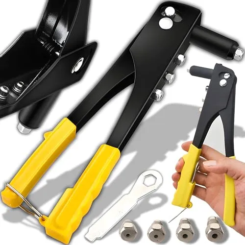 Retoo Nietzange – Robuste Blindnietzange mit Ergonomischem Griff - Nietzangen für Stahl, Leder und Kunststoff – ideal für Handwerker und Heimwerker. Mit eingebauter Nietlehre für einfache Anwendung und hohem Komfort durch rutschfesten Griff.