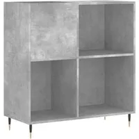 vidaXL Plattenschrank Betongrau 84,5x38x89 cm - TV-Halterungen mit praktischem Stauraum für LP-Schallplatten und stabiler Oberplatte für deinen Plattenspieler. Langlebiges Material und industrielle Eisenbeine bieten Stabilität und Stil.