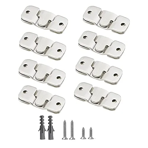 WeqeYent 8 Paar(16 Stück) Schwerlast Ineinandergreifender Bildaufhänger Unterputz Verdeckte Halterung für Möbel Bilderrahmen Spiegel Edelstahl Möbelverbinder Haken Fotohaken aus Edelstahl(44x19mm)