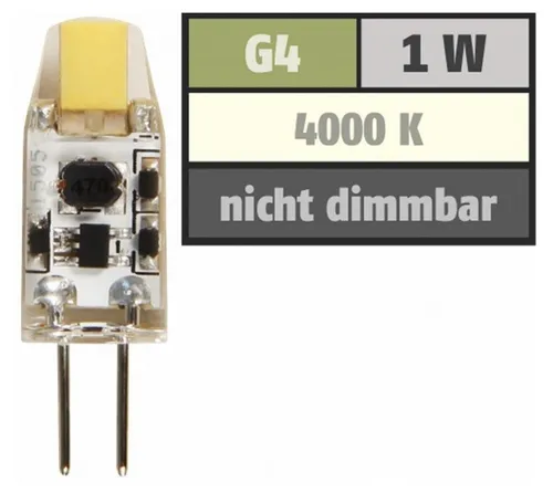 LED Lampe Stiftsockellampe SILICIA COB G4, 1W, 110 lm, weiß McShine 1451415