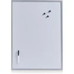 Zeller Magnet-Schreibtafel alugrau - Praktische magnetische Whiteboard für Küche oder Büro, ideal zum Festhalten von Notizen und Listen, inklusive Stift für schnelle Notizen.