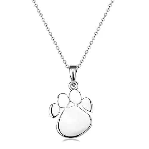MATERIA Kettenanhänger Pfote Silber 925 mit Kette für Damen Kinder Tierpfote Halsschmuck Tier Tatze rhodiniert KA-200_K97-40 cm