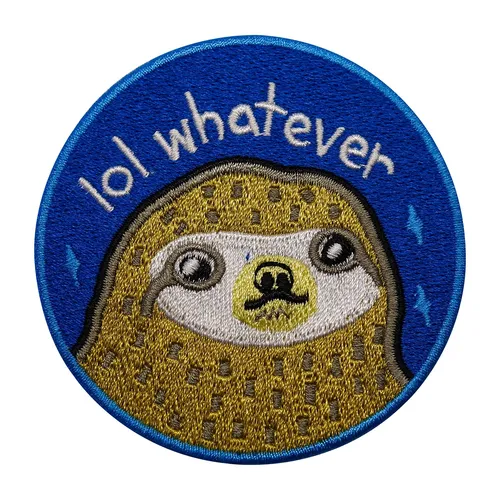 Lol Whatever Faultier Patch zum Aufbügeln | Lustige blaue Patches | Bügelflicken