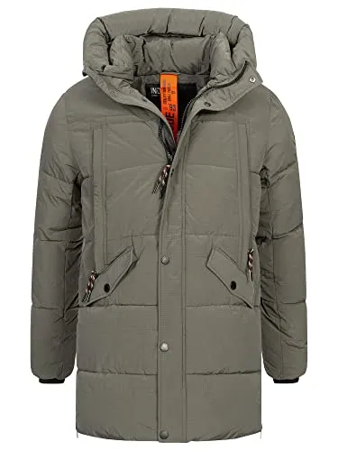 Indicode Herren Kasper Herrenparka mit Kapuze | Wintermantel für Männer Army, M