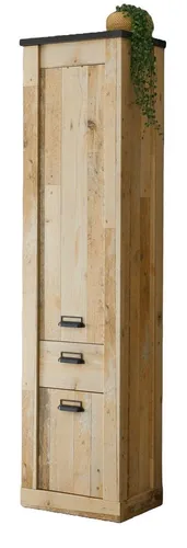 Furn.Design Schuhschrank Stove - Hochschrank in Used Wood Vintage mit Soft-Close - Schuhschrank