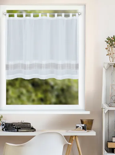 Xxxl Kurzgardine in Taupe, 140x60 cm - Halbtransparente Gardine aus beständigem Mischgewebe, ideal für individuelle Raumgestaltung. Leichte Montage mit 10 Schlaufen und maschinenwaschbar bis 30°C für frische Akzente.