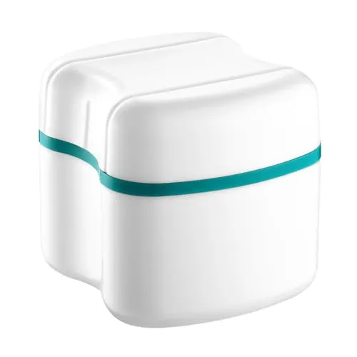 Rosenice Zahnspangendose mit Sieb, Zahnspangendose, Tragbare Prothesendose Abdeckung, Doppelschichtiger Hohler Abfluss, Zahnrettungsbox für Zahnspangen, Zahnschutz Sport, Prothesen (Grün)