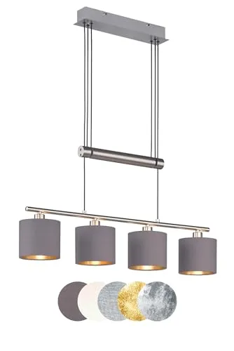 lightling Marita 4-flammige Pendelleuchte - Hängeleuchten & Pendelleuchten, höhenverstellbar von 95-150 cm, mit modernem Design und 4 taupe Stoffschirmen für punktgenaue Ausleuchtung in Ihrem Zuhause.