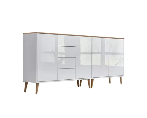 BMG Möbel Kommode Sideboard Mailand Set 15 – Hochglanz & Push-to-open - Stylisches BMG Möbel Sideboard Mailand Set 15 mit griffloser Push-to-open-Funktion. Weiß Hochglanzfronten und viel Stauraum für Akten, Schuhe und Kleidung. Wählbare Oberflächen für individuellen Stil.