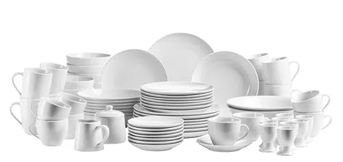 MÄSER Serie Barca Geschirr Set - Umfangreiches Kombiservice in Weiß, spülmaschinen- und mikrowellengeeignet, ideal für stilvolle Tischdekoration und jeden Anlass.