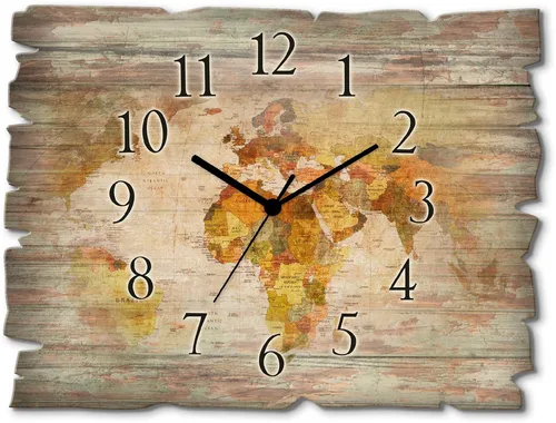 ARTLAND Wanddeko Wanduhr ohne Tickgeräusche aus Holz - Wunderschöne Funkuhr im Shabby Chic Look aus Naturholz, geräuschlos und ideal für Schlafzimmer oder Wohnzimmer. Made in Germany, fertig zum Aufhängen.