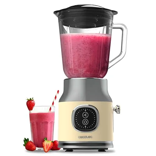 Cecotec RetroTwist Standmixer Gelb - Standmixer im Vintage-Design mit 800 W Leistung und 1L Glasbehälter, ideal für feine Mischungen und das Zerkleinern härtester Lebensmittel. Perfekt für eine stilvolle Küche!