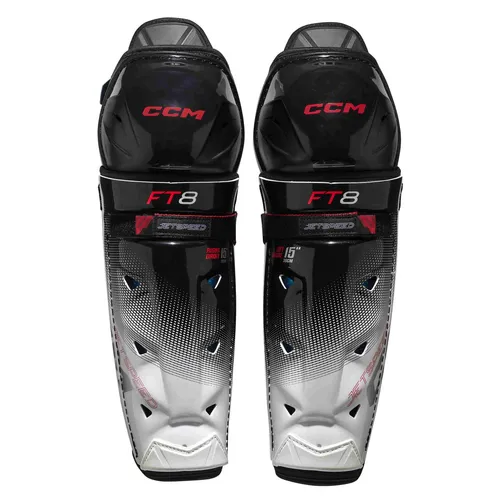 Beinschutz CCM JETSPEED FT8 Junior - Junior Eishockey-Schienbeinschoner, 12 Zoll, für optimalen Schutz und Beweglichkeit. Ideal für junge Spieler, um beim Training und Wettkampf sicher zu agieren.