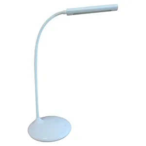 Unilux Schreibtischlampe Nelly, dimmbar mit LED und Standfuß - Tischleuchte mit 3-stufig einstellbarer Lichtfarbe und flexiblem Schwanenhals für perfekte Ausleuchtung. Integrierter Akku für bis zu 7 Stunden Licht.