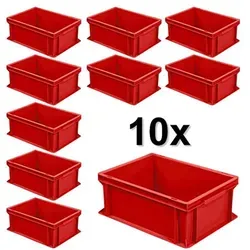 BRB-Lagertechnik Stapelbox Set mit 10 Euro-Stapelbehältern - Stapelboxen für Lagerung und Transport, stoßfest und formstabil. Ideal für Lebensmittel, spülmaschinenfest und hitzebeständig bis 80°C. Perfekt für effizientes Arbeiten!