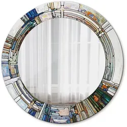 Tulup Perlmutt Spiegel, Rund 50 cm - Moderner runder Wandspiegel mit einzigartigem Print-Design, ideal für jedes Zimmer. Reflektiert Licht und vergrößert optisch den Raum – ein stilvolles Deko-Element für Ihr Zuhause.