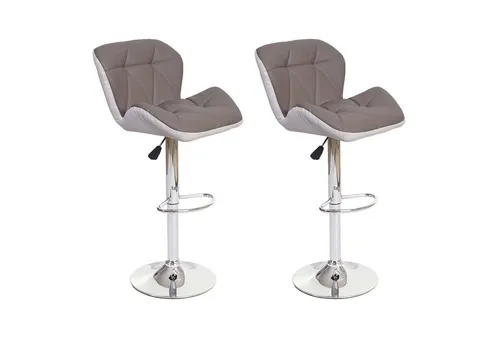 PROREGAL® Barhocker 2x Barhocker mit Lehne Sitzhöhe 62-83cm Kunstleder Taupe-grau Barstuhl