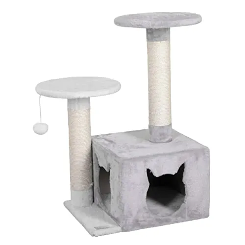 Katzen Kratzbaum Saphir Light für Kitten - Kratzbaum für Kitten mit Katzenhöhle und zwei Liegeflächen. Ideal zum Spielen und Entspannen, Gesamthöhe 80 cm und gefertigt aus robustem Sisal.