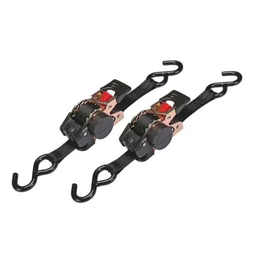 Toolland Automatik-Spanngurt mit Ratsche 2er Pack - Gurte für sichere Fixierung von Lasten bis 300 kg, mit selbstaufrollendem Mechanismus und robusten S-Haken für eine einfache Handhabung.