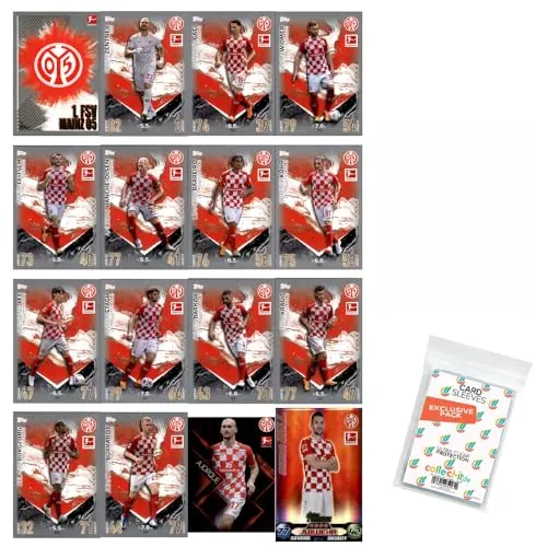 Bundle mit Topps Match Attax Bundesliga - 2023/24 - Mannschaftspaket - 1. FSV Mainz 05 + Exklusive Collect-it Hüllen