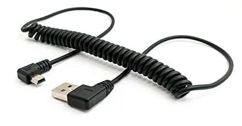 System-S USB 2.0 Kabel 150 cm Typ A Stecker zu Mini B Stecker Spirale Winkel in Schwarz