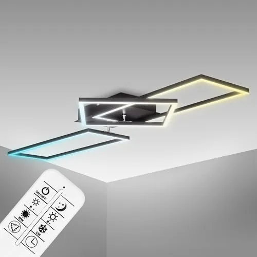 B.K.LICHT LED Deckenleuchte BK_FR1511 - Dimmbar & Farbtemperatursteuerung - Lampen I Dimmbar mit Fernbedienung I Farbtemperatursteuerung von Kalt- bis Warmweiß (3000-6500K) I Schwenkbare 40W LED-Deckenlampe für flexibles Lichtdesign