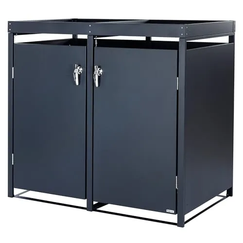 Zelsius Mülltonnenbox für 2 Tonnen mit Pflanzdach - Mülltonnenbox aus verzinktem Stahl, modern und erweiterbar. Das begrüntbare Dach bietet Platz für Pflanzen und wertet Ihre Einfahrt auf.