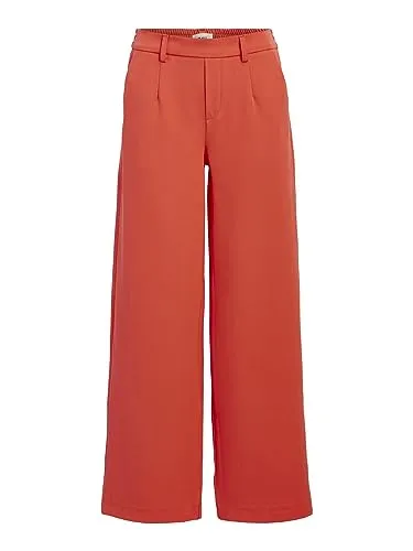 Object Female Hose Wide Fit - Damen-Hosen mit mittelhohem, elastischem Bund und Gürtelschlaufen, aus 50% recyceltem Polyester für nachhaltigen Komfort und modischen Stil.