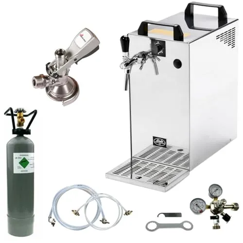 Bierkühler BieTal® Bierzapfanlage 60 Liter - Komplettset für perfekte Partys - Zapfanlage für 25-50 Personen, kühlt bis zu 60 Liter Bier pro Stunde und ist in 2-5 Minuten zapfbereit. Komplettset mit allem Zubehör für professionelles Bierzapfen.