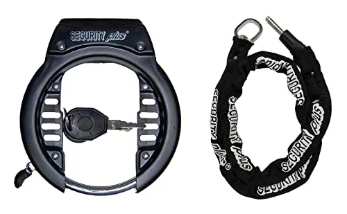 TIYO Rahmenschloss XXL-Plus mit Einsteckkette 100 cm - Fahrradschloss mit 100 cm Einsteckkette, stabiler Stahlkonstruktion und hochwertigem Messingschließzylinder. Ideal für breite Reifen und hohe Felgen, sicheres Design mit LED-Schlüssel.