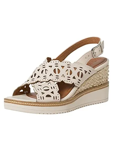 Tamaris Sandalette Plateausandale beige 37 EU - Wanderschuhe mit 7 cm Absatzhöhe, aus hochwertigem Leder und Synthetik. Ideal für stilvolle Wanderungen und Freizeitaktivitäten.