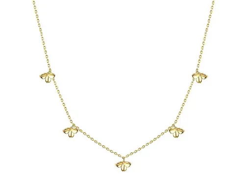 GLANZSTÜCKE MÜNCHEN Damen Kette 925/- Sterling Silber gelbvergoldet - Ketten für Damen: Hochwertige 18 Karat Blütenkette aus gelbvergoldetem Sterlingsilber mit 35 cm Ankerkette und stilvollem floralen Design – perfekt als Geschenk!