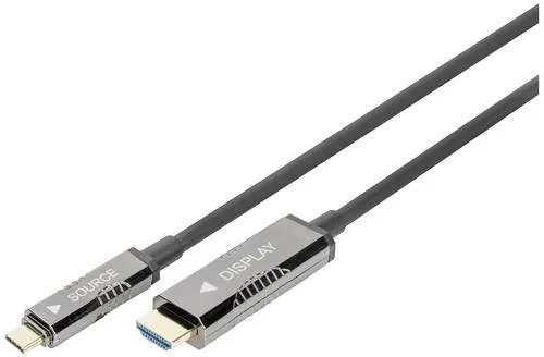Digitus HDMI/USB-C Anschlusskabel 20m - 4K UHD - USB-Kabel für unkomprimierte Video- und Audiodatenübertragung über lange Distanzen, ideal für Heim und Konferenzräume. Unterstützt 4K/60Hz und ist einfach per Plug and Play zu installieren.