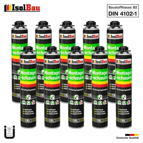 Bauschaum Pistolenschaum 750 ml - Ideal für Fenster- und Montagen - Dichtstoffe & Fugenmittel - Ein-Komponenten-PU-Schaum mit hervorragender Temperaturbeständigkeit von -50°C bis +90°C, perfekt für Fensterbänke und mehr.
