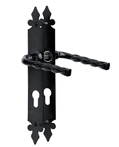 Drückergarnitur Türklinke Türdrücker Langsschild 90 für Zylinder Schwarz