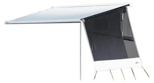 DWT Markisenwandteil Happy Sun Seitenwand M Anbauhöhe 220-240cm schwarz inkl. Spannstange passend für Markise Thule/Omnistor,Fiamma,Dometic