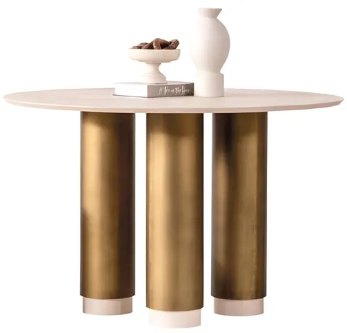 Exklusiver Rundtisch Esszimmer Tische Designer mit Weiße Tischplatte - Moderner Esstisch mit rundem Design und hochwertiger MDF Tischplatte. Ideal für stilvolle Esszimmer und bietet Platz für gesellige Runden. Maße: 120 x 120 x 75 cm.