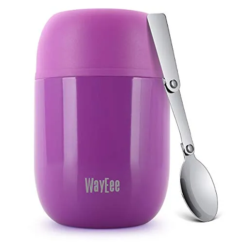 Thermobehälter für Essen 450ml Speisegefäß Edelstahl Speisebehälter Babybrei Isolierbehälter mit Löffel Warmhaltebox Thermo Gefäß Bleiben Suppe Heiß & kalt für Schule Freien Büro