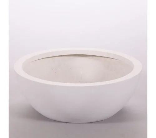 Elegant Einrichten Pflanzkübel Fiberglas Schale rund D34xH12cm perlmutt weiß (1 St)