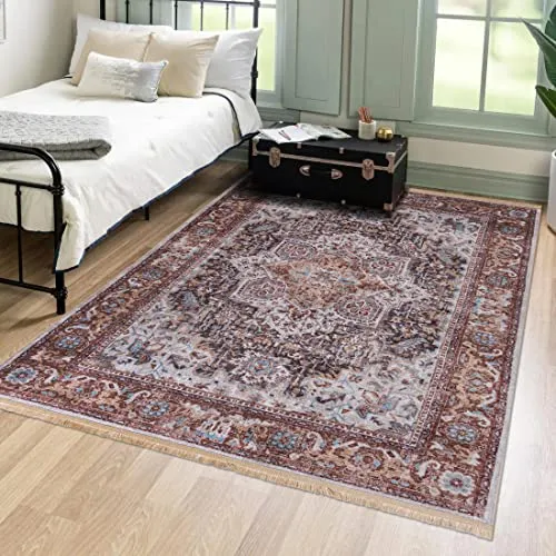 Mazovia Orientteppich Vintage 80 x 150 cm - Klassischer orientalischer Teppich mit rutschfester Unterseite und waschmaschinenfest. Hergestellt aus langlebigem Polyester für einfache Pflege und jahrelange Nutzung.