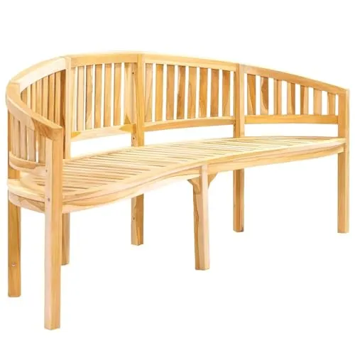 vidaXL Teak Massiv Bananenbank 200cm - Stilvolle Bananenbank aus hochwertigem Teakholz, witterungsbeständig und ideal für Garten oder Terrasse – ein elegantes und langlebiges Möbelstück.