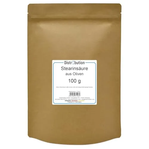 DistrEbution Stearinsäure aus Oliven 100g Stearin Wachs für Kerzen
