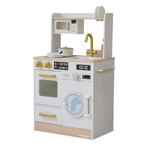 TEAMSON™ KIDS Spielküche Little Chef mit Zubehör – Weiß - Die Teamson Little Chef Spielküche bietet kreatives Rollenspiel mit realistischen Funktionen. Ideal für fantasievolles Kochen und Aufräumen. Robuste Holzkonstruktion für langlebigen Spielspaß!